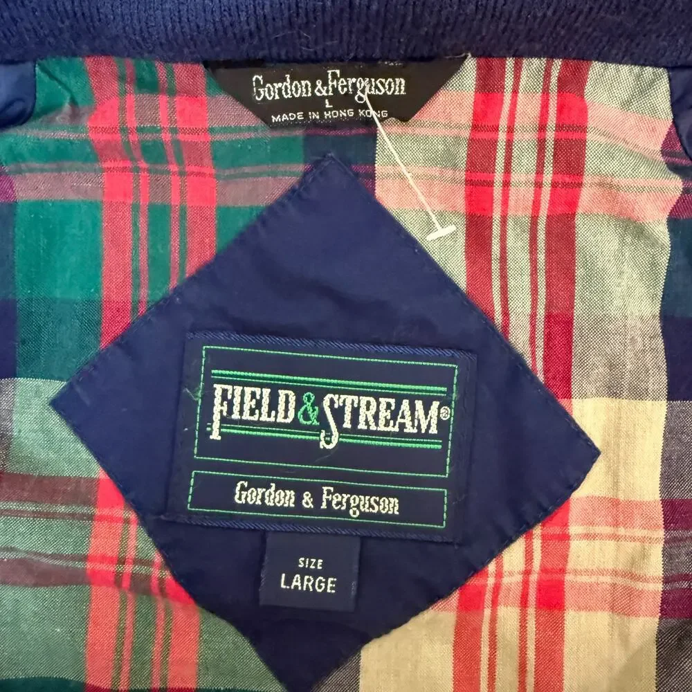 Vintage Field & Stream Gordon & Ferguson Navy Plaid Lined Jacket Large